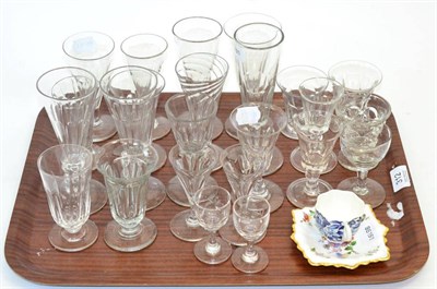 Lot 312 - A collection of mainly 19th century cut glassware, a Derby china dish and a Coalport miniature cup