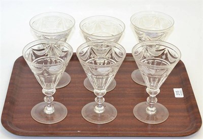 Lot 315 - Six cut glass Victorian wine glasses