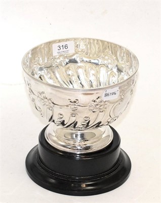 Lot 316 - Silver circular rose bowl with associated ebonised stand