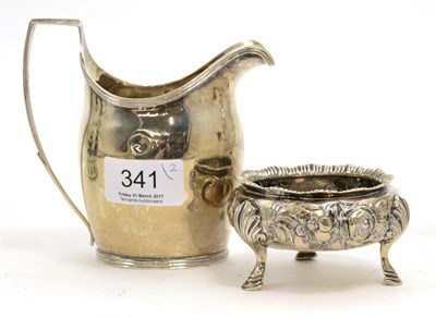 Lot 341 - A George III silver cream jug and a Victorian silver salt