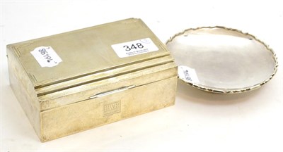 Lot 348 - Silver cigarette box and small silver circular footed dish
