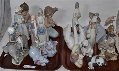 Lot 371 - A group of ten Lladro figures, together with eight other Spanish porcelain figures (18)