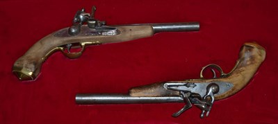 Lot 378 - Two replica Flintlock pistols, in a wood case