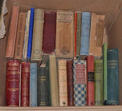 Lot 385 - One box of books on cookery; mostly early 20th century 8vos in original cloth, includes some...