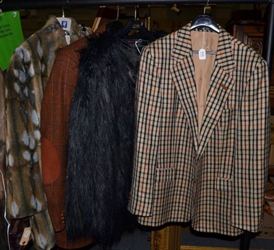 Lot 435 - Rust coloured shooting jacket, Daks checked blazer, Gerry Webber faux fur jacket, Miss...