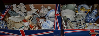 Lot 447 - Seven boxes of miscellaneous 19th century and later ceramics and glass, tea wares, Continental...