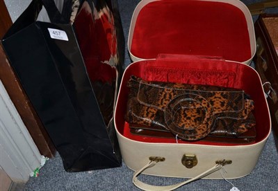 Lot 457 - Biba leopard print faux fur coat, size 14 with Biba bag; Suzy Smith leather handbag; Topshop...