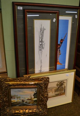 Lot 480 - Seven various framed watercolours, limited edition prints etc