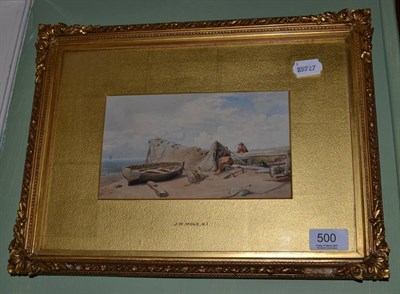 Lot 500 - J H Mole RI, boats on a beach, watercolour, signed and framed