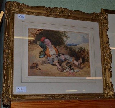 Lot 506 - Attributed to Robert Farrier, boy and broken eggs watercolour