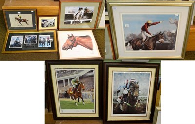 Lot 509 - Eight horse racing related prints and a photograph, comprising  'Red Rum' after Peter Mailer-Yates