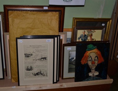 Lot 514 - Assorted etchings and engravings, framed prints, watercolours, set of framed reproduction Taddy...