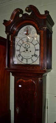 Lot 524 - An oak eight day longcase clock, the painted arch dial inscribed Burn, Walsall