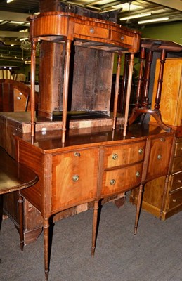 Lot 549 - A bow fronted sideboard, an octagonal cluster column tripod table and a reproduction hall table