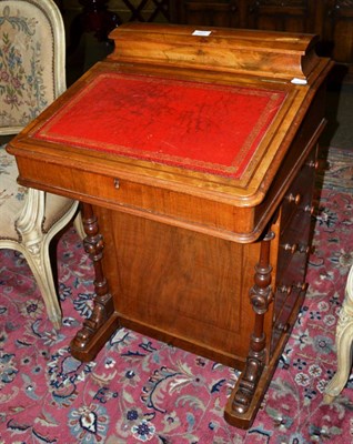 Lot 583 - A Victorian walnut davenport desk, leather inset, gilt tooled, hinged stationary compartment