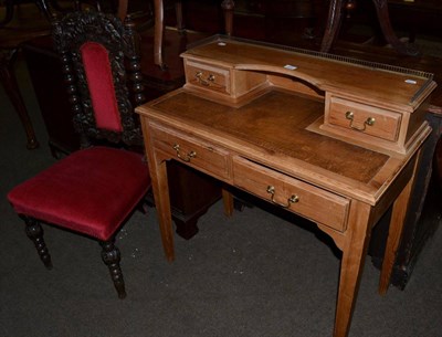 Lot 630 - An oak Carolean style chair, 19th century; together with a pine lady's desk, leather insert,...