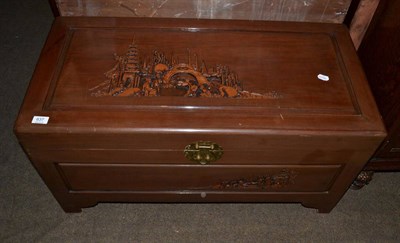 Lot 637 - A Chinese carved camphor wood chest