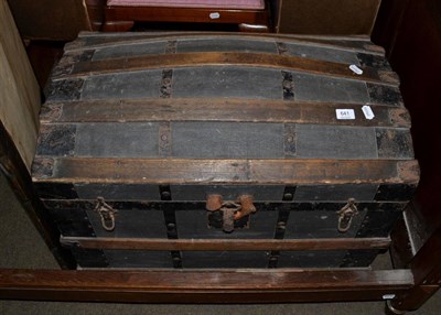 Lot 641 - Wooden bound dome top trunk