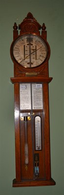 Lot 649 - A Victorian oak cased Admiral Fitzroy wall barometer with applied presentation plaque