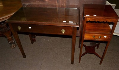 Lot 667 - Edwardian mahogany washstand, together with a hall table