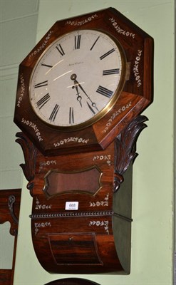 Lot 668 - A rosewood and mother of pearl inlaid drop dial timepiece, inscribed John Fisher