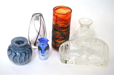 Lot 7 - A group of Art glass including Kosta, signed mask vase, Mdina vase, Kosta vase, Kosta swan...