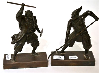 Lot 16 - Two Oriental bronze figures of warriors