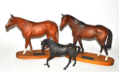 Lot 38 - Beswick horses Grundy and Troy (a.f.) together with Black Beauty (3)