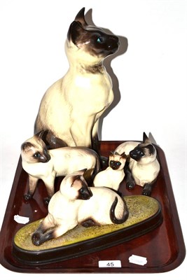 Lot 45 - Five Beswick Siamese cat models