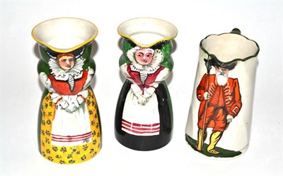 Lot 55 - Three Wemyss jugs, depicting a town cryer and ladies