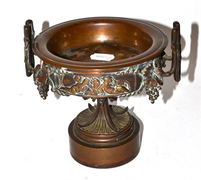 Lot 56 - A bronze urn shaped pedestal tazza bearing later stamp mark Coalbrookdale