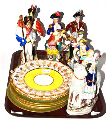 Lot 61 - Four ceramic figures in the style of Crown Derby, four Capodimonte figures and other ceramics...