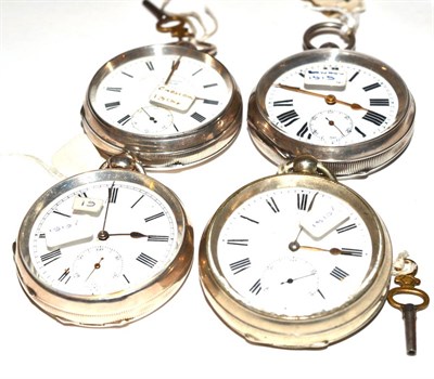 Lot 75 - Two silver open faced pocket watches, one signed Graves, Sheffield, cases with Chester and...