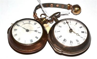 Lot 80 - A silver pair cased verge pocket watch, signed Wm Coward, London, baluster pillars, and a gilt...