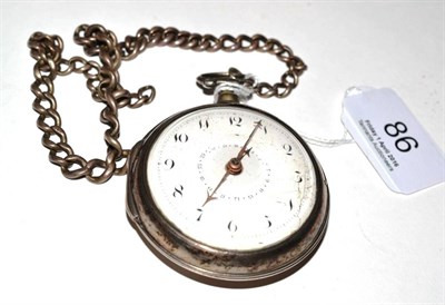 Lot 86 - A silver pair cased verge calendar pocket watch, signed Thos Baitson, Beverley