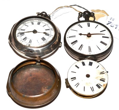 Lot 110 - A silver pair cased pocket watch, movement signed Robt Gymer, Norwich, silver pocket watch...