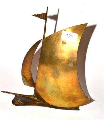 Lot 128 - A Hagenauer brass model of a boat, by Rena Rosenthal, stamped HAGENAUER WIEN MADE IN AUSTRIA,...
