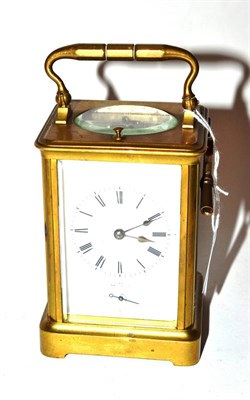 Lot 137 - A brass striking and repeating carriage clock
