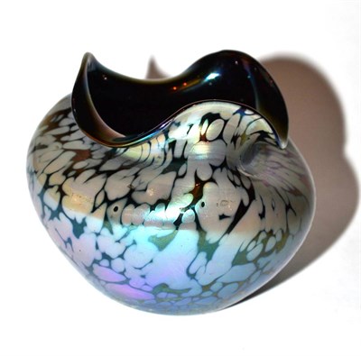 Lot 153 - A Loetz iridescent vase, with folding rim, unmarked, 9cm