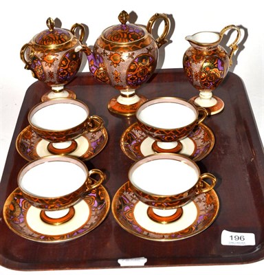 Lot 196 - A Noritake tea service containing four cups and saucers, sugar bowl and cover, teapot and a...