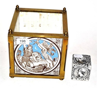 Lot 198 - A Fornasetti ceramic paperweight and a Minton tile planter