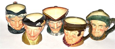 Lot 203 - Five Royal Doulton character jugs