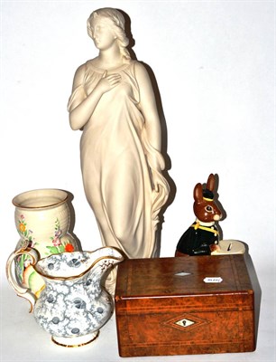 Lot 221 - A Royal Doulton bunny bank model D6615, a 19th century burr walnut jewellery box, Victorian...