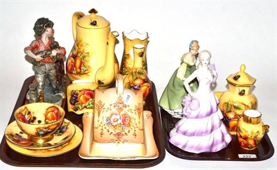 Lot 222 - A collection of Royal Doulton figures, Aynsley coffee service and vases, a cheese dish and...