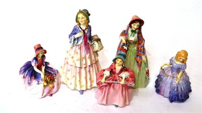 Lot 225 - Five Royal Doulton figures ";Clemency";, Miss Winsome";, ";Rose";, ";Bo Peep"; and ";Monica";...