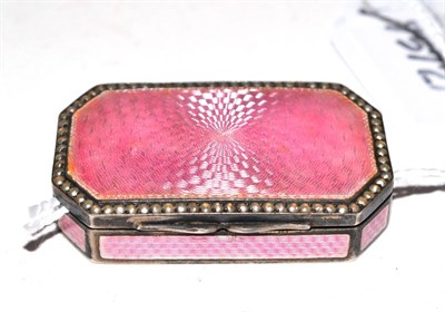 Lot 240 - Silver and pink enamel rectangular box