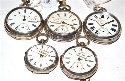 Lot 245 - Four silver open faced pocket watches, cases with Birmingham hallmarks for 1892,1897, 1898,...