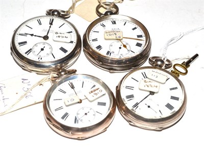 Lot 260 - Two silver open faced pocket watches, signed Waltham and one retailed bt H.Samuel, Manchester,...