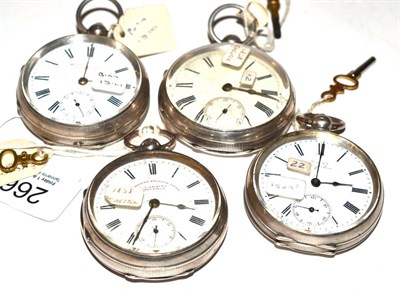 Lot 266 - Three silver open faced pocket watches, two signed Graves, Sheffield, Central City Co, London,...