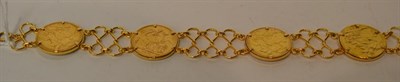 Lot 276 - Gold bracelet mounted with four sovereigns